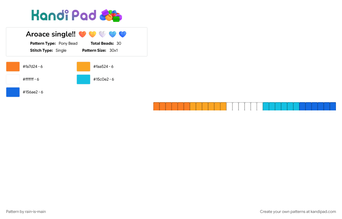 Aroace single!! 🧡💛🤍🩵💙 - Pony Bead Pattern by rain-is-main on Kandi Pad - 