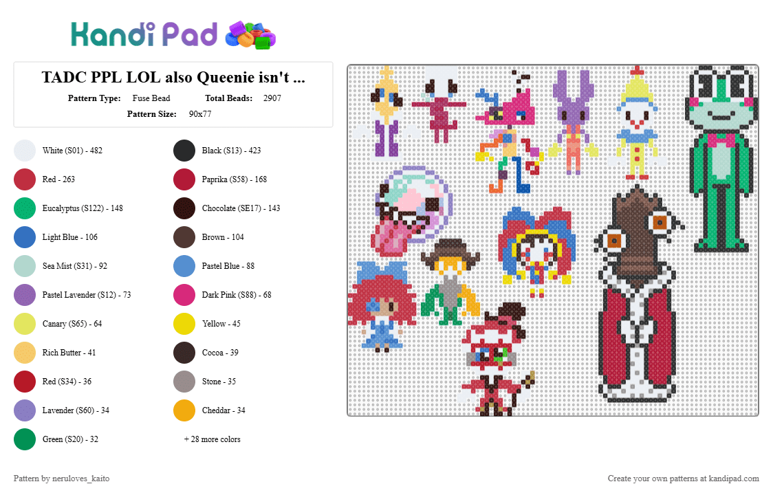 TADC PPL LOL - Fuse Bead Pattern by neruloves_kaito on Kandi Pad - brown,pink,red,green,colorful