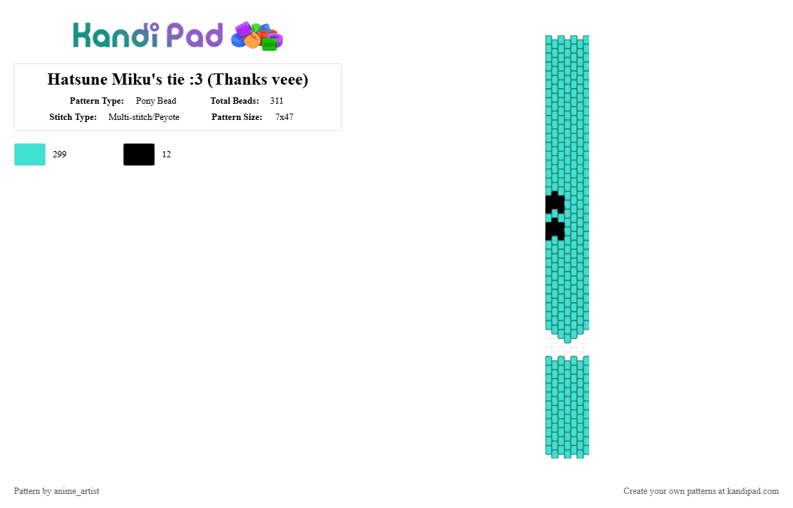 Hatsune Miku\'s tie :3 (Thanks veeee) - Pony Bead Pattern by rain-is-main on Kandi Pad - light blue