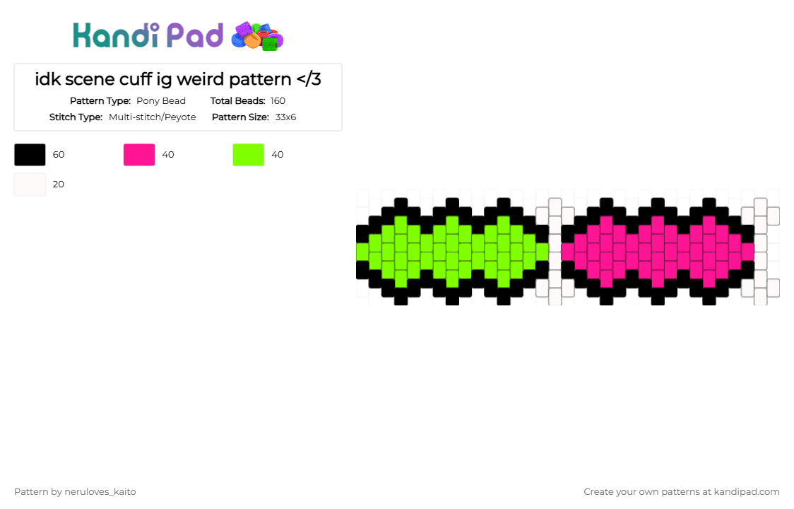 idk scene cuff ig weird pattern - Pony Bead Pattern by rain-is-main on Kandi Pad - 