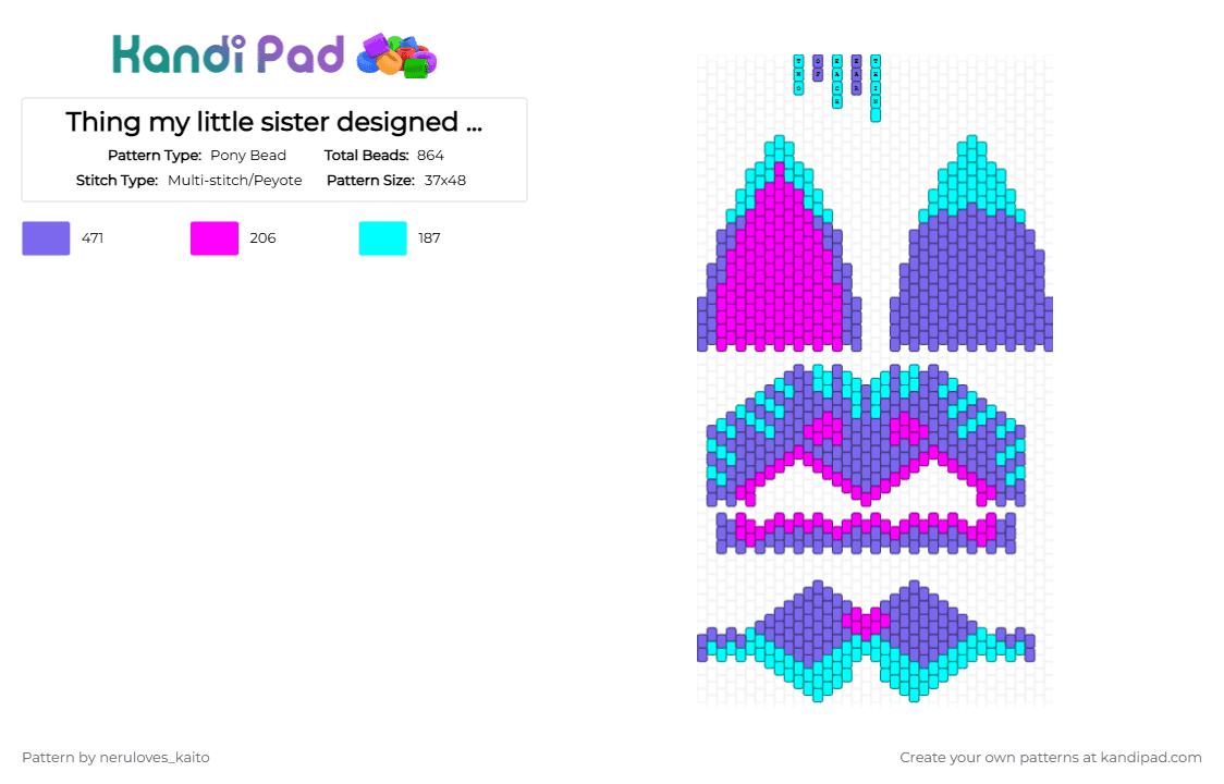 Thing my little sister designed :D (!!READ DESC!!) - Pony Bead Pattern by rain-is-main on Kandi Pad - blue