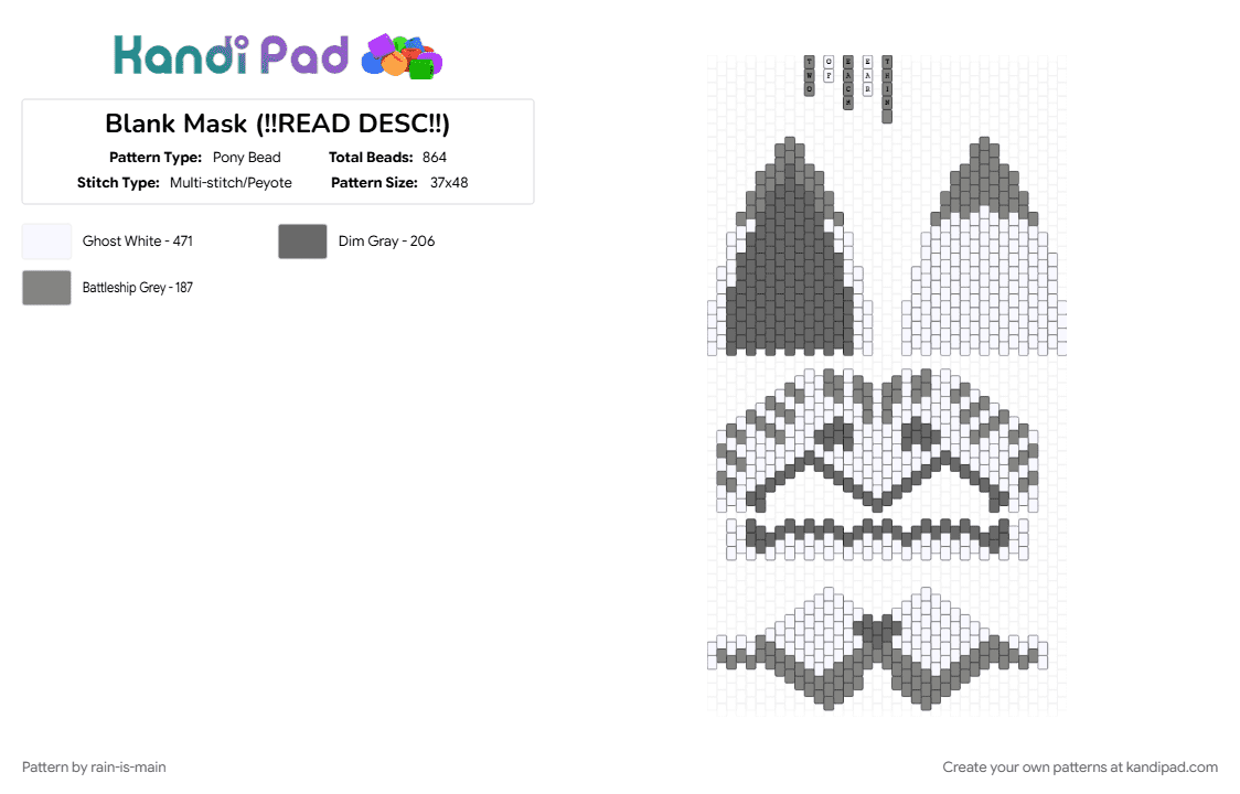 Blank Mask (!!READ DESC!!) - Pony Bead Pattern by rain-is-main on Kandi Pad - 