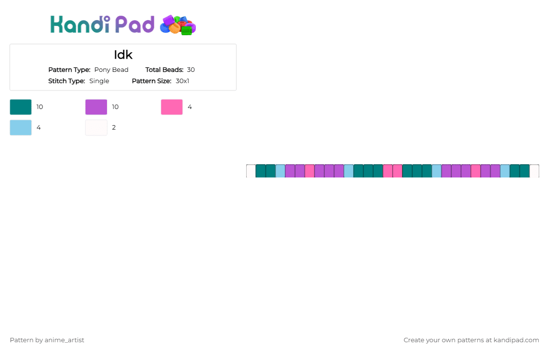 Idk - Pony Bead Pattern by rain-is-main on Kandi Pad - teal,pink