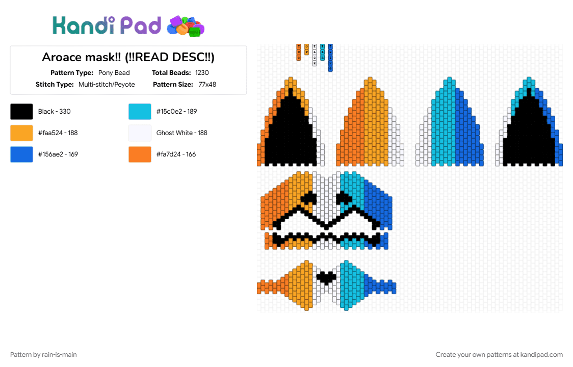 Aroace mask!! (!!READ DESC!!) - Pony Bead Pattern by rain-is-main on Kandi Pad - 