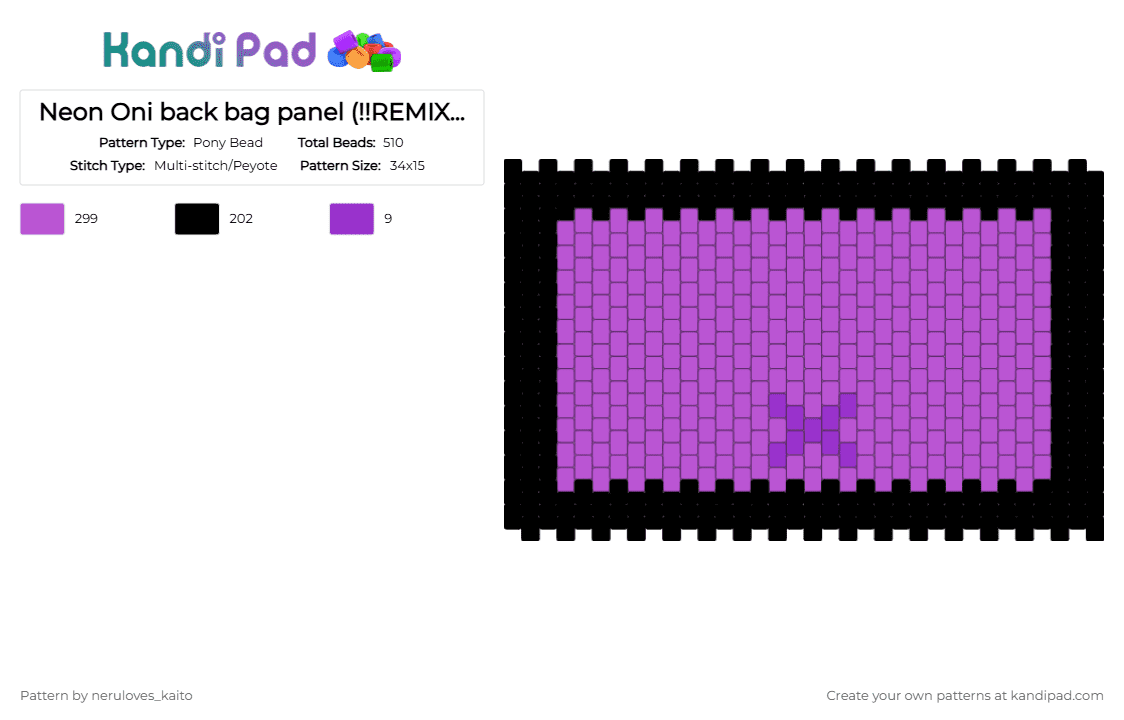 Neon Oni back bag panel (!!REMIX!!) [x butthole lolz] - Pony Bead Pattern by rain-is-main on Kandi Pad - pink
