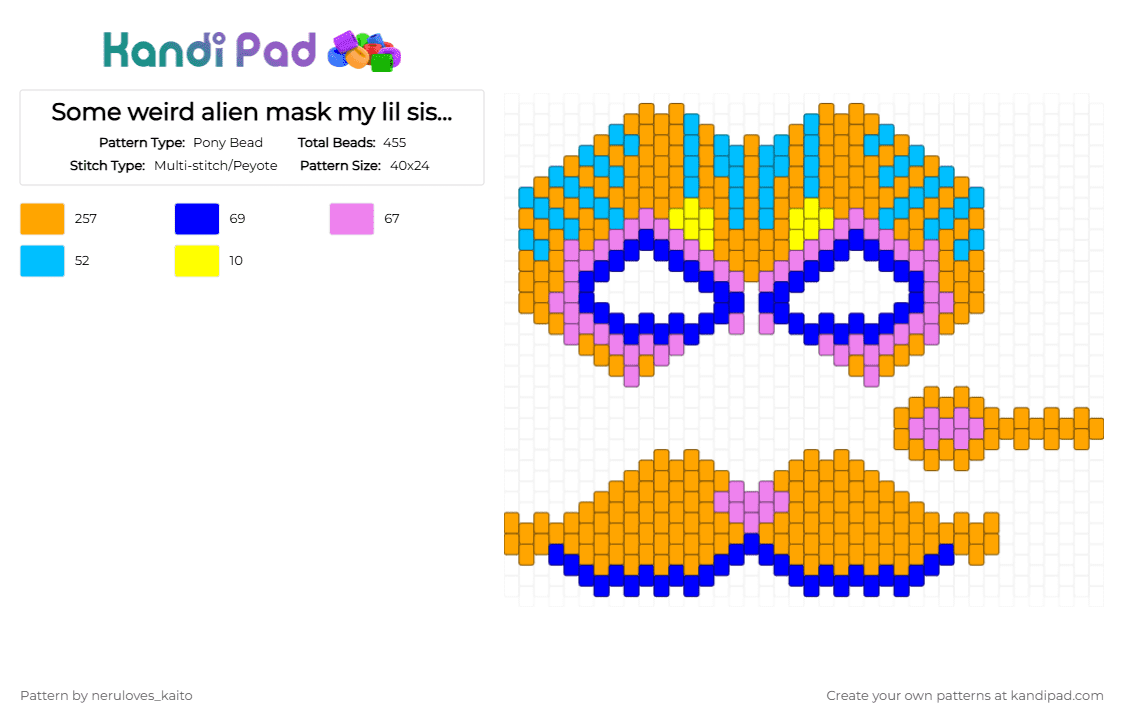 Some weird alien mask my lil sis wanted..? - Pony Bead Pattern by rain-is-main on Kandi Pad - orange