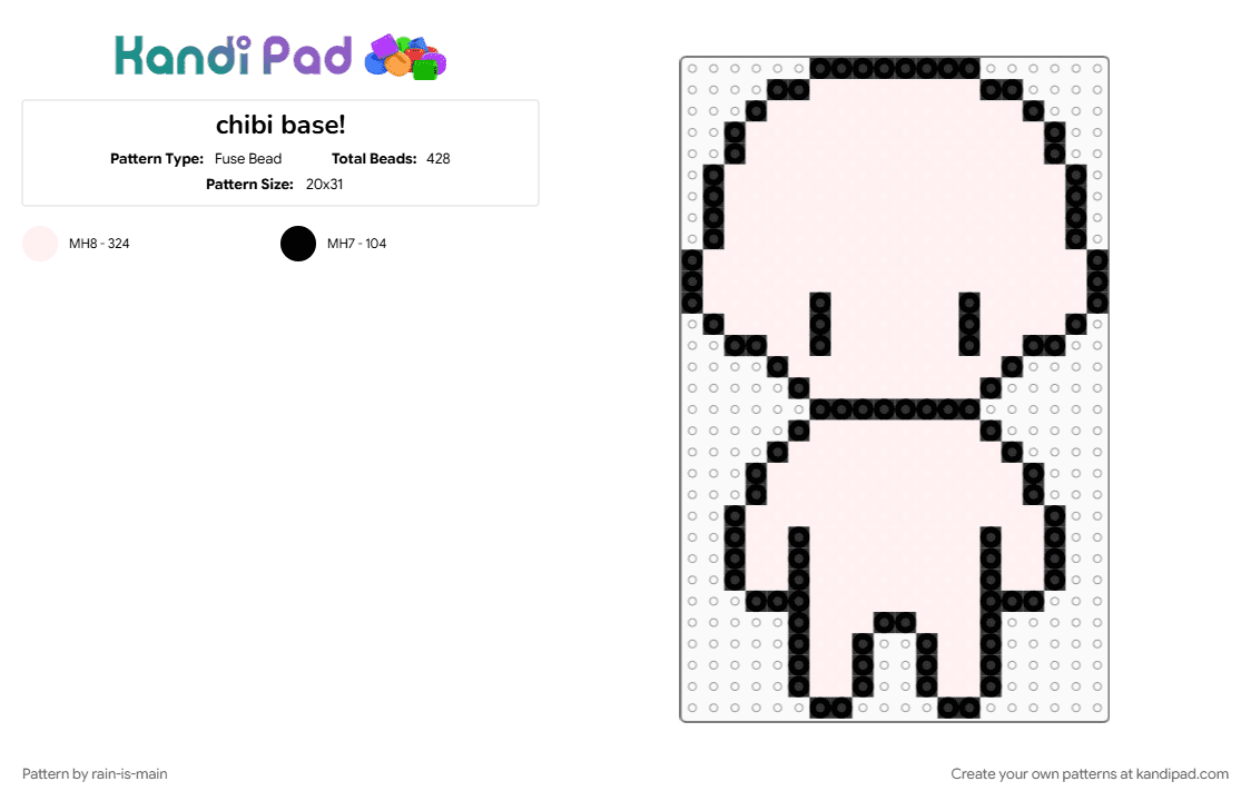 chibi base! - Fuse Bead Pattern by rain-is-main on Kandi Pad - white