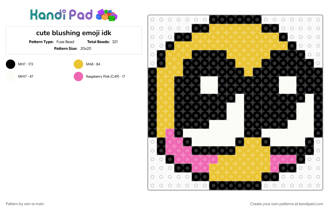 cute blushing emoji idk - Fuse Bead Pattern by rain-is-main on Kandi Pad - 