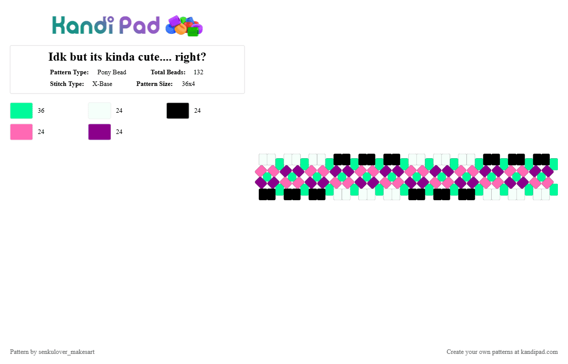 Idk but its kinda cute.... right? - Pony Bead Pattern by rain-is-main on Kandi Pad - pink,teal