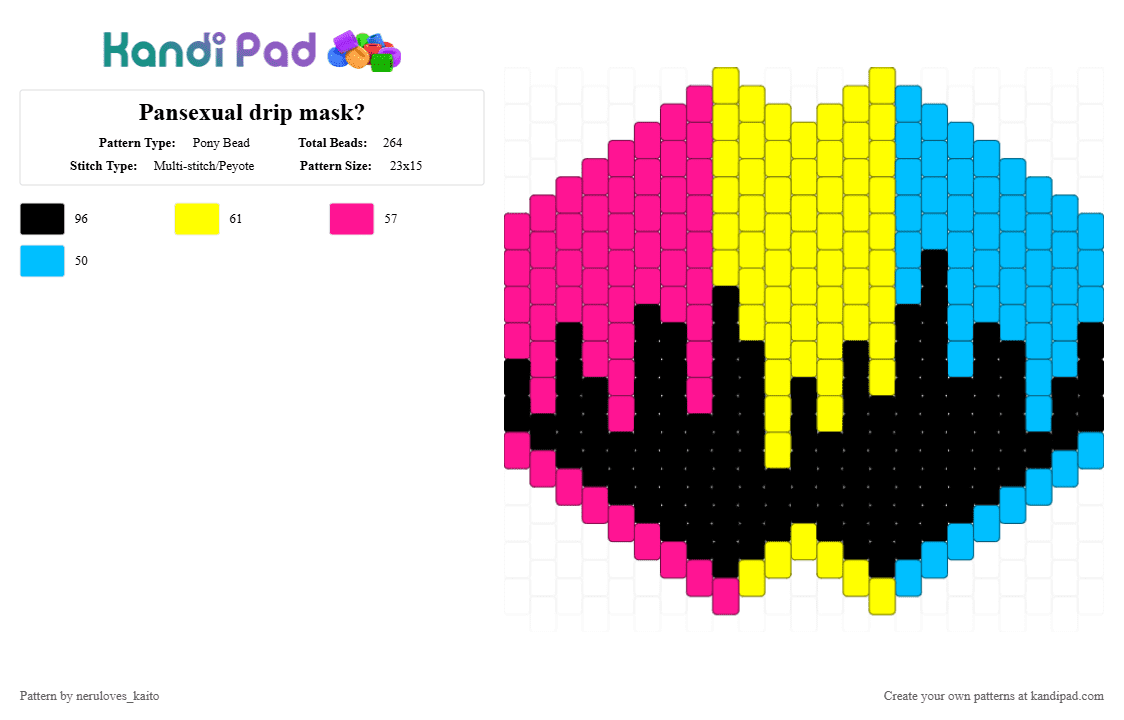 Pansexual drip mask? - Pony Bead Pattern by neruloves_kaito on Kandi Pad - pink,yellow