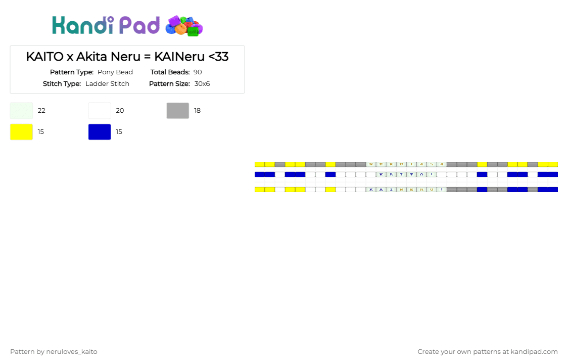 KAITO x Akita Neru = KAINeru - Pony Bead Pattern by rain-is-main on Kandi Pad - beige