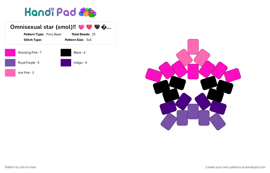 Omnisexual star (smol)!! 🩷❤️🖤💙🩵 (requested by @ieatrainbowkandi) - Pony Bead Pattern by rain-is-main on Kandi Pad - 