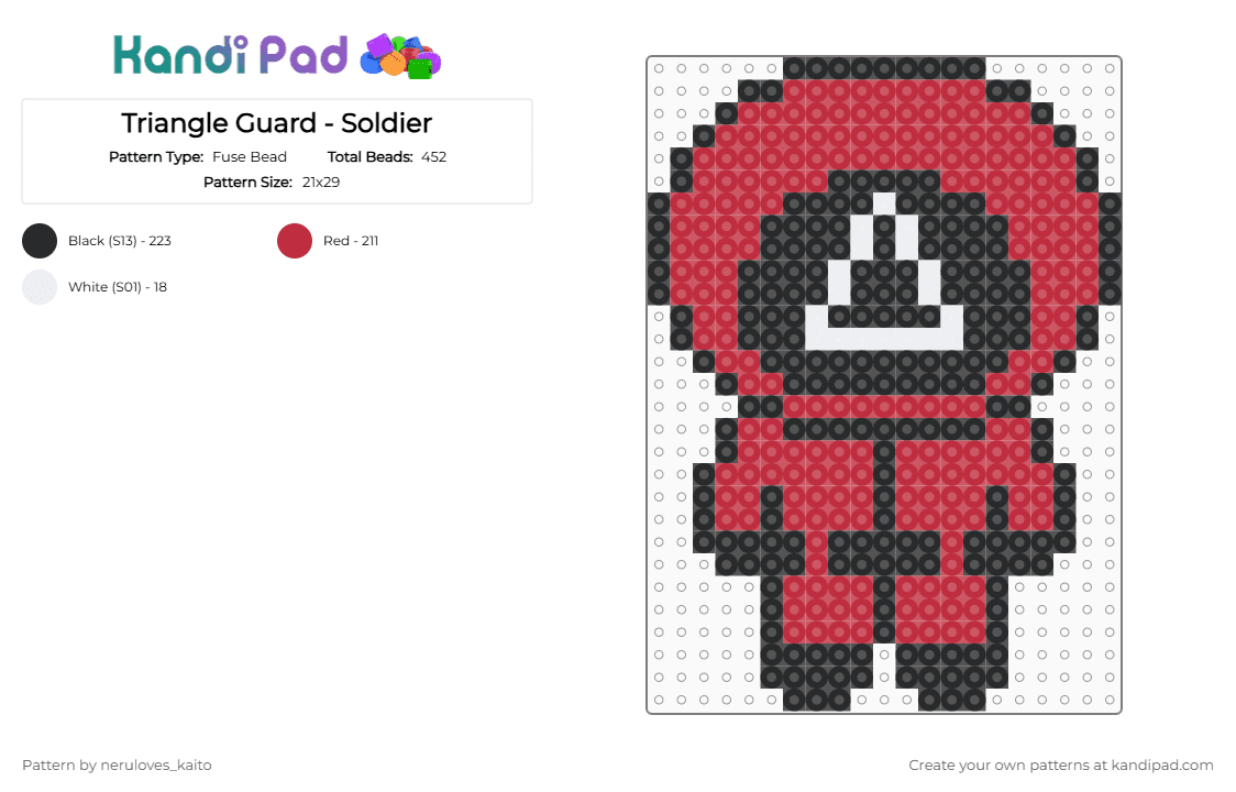 Triangle Guard - Soldier - Fuse Bead Pattern by rain-is-main on Kandi Pad - red