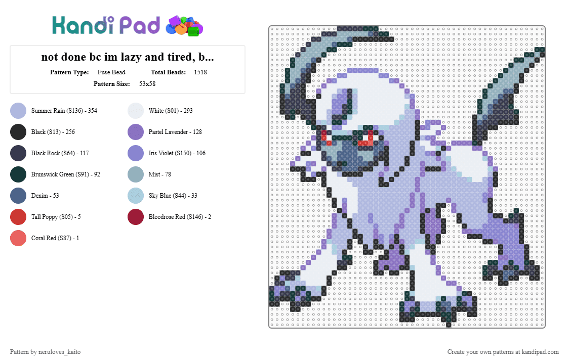 #0359 - Absol - Fuse Bead Pattern by neruloves_kaito on Kandi Pad - blue,pink