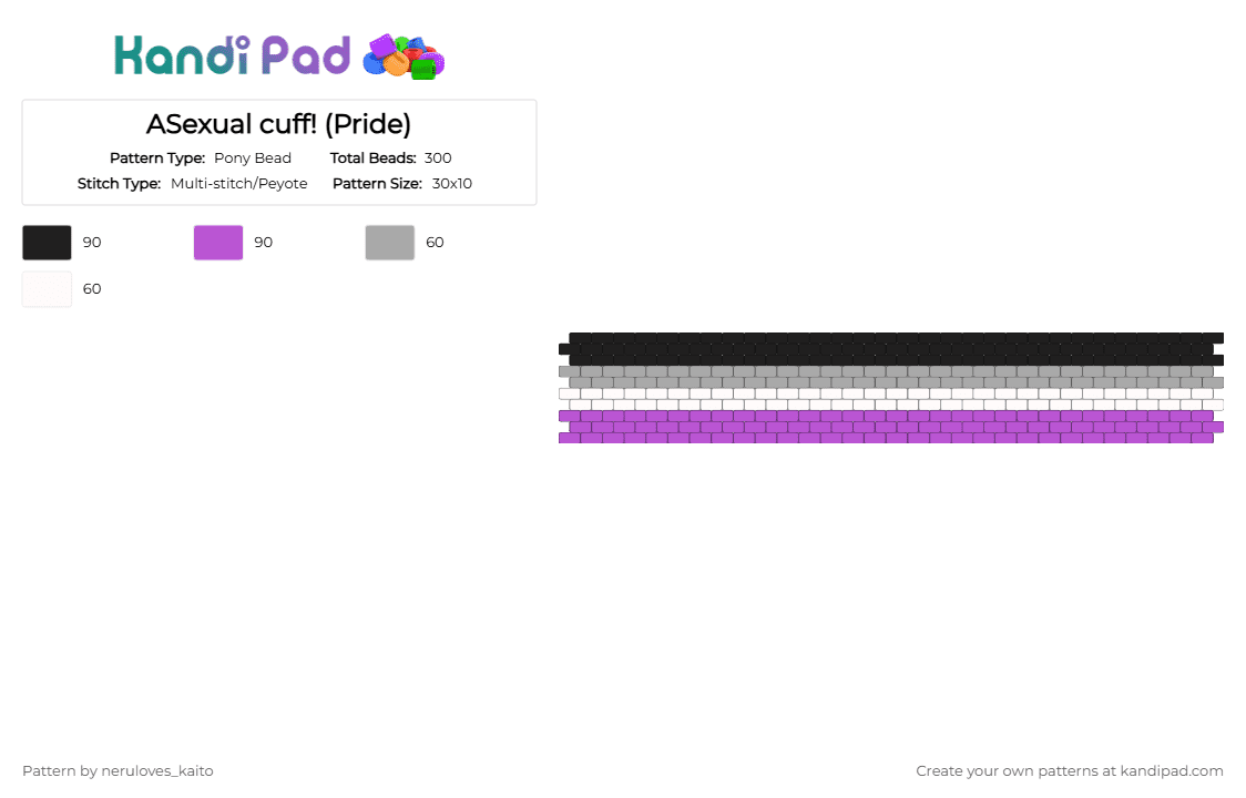 ASexual cuff! (Pride) - Pony Bead Pattern by neruloves_kaito on Kandi Pad - pink,beige