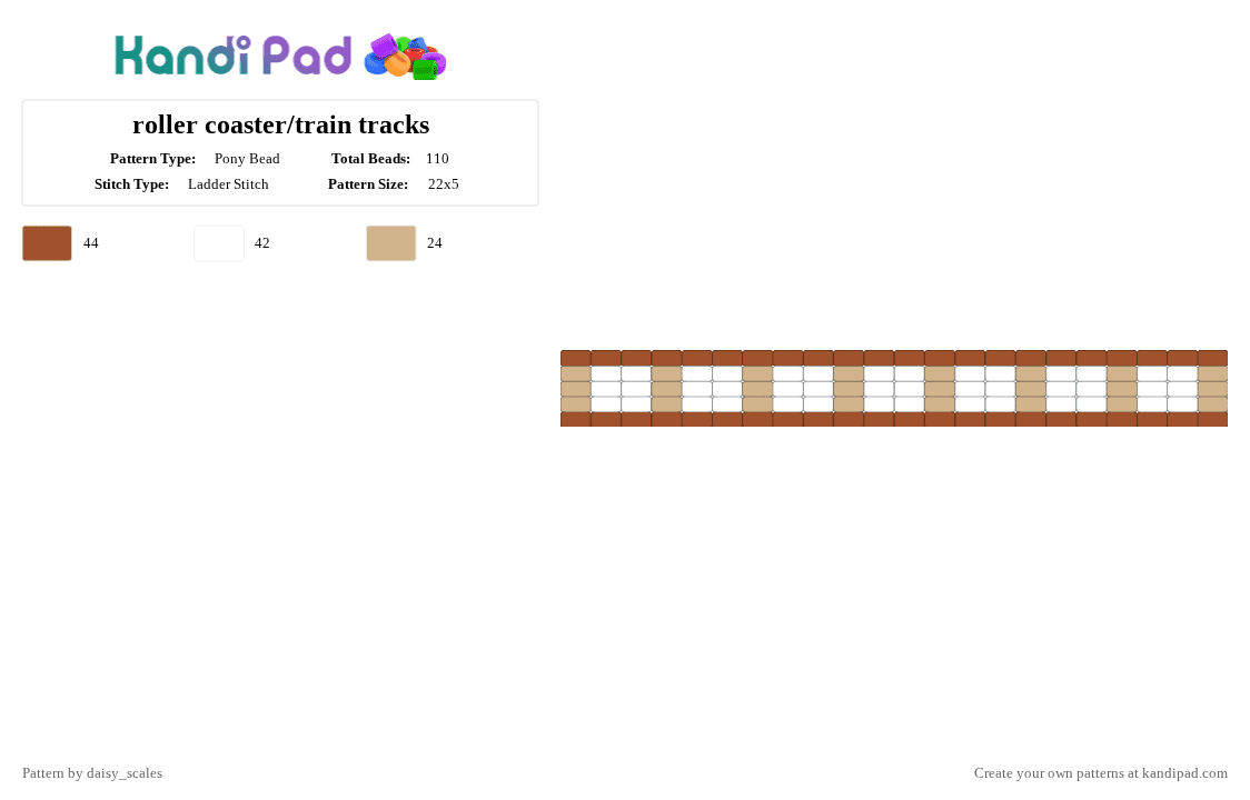 roller coaster/train tracks - Pony Bead Pattern by daisy_scales on Kandi Pad - red,beige,cotdthemeparks,train,roller coaster,theme park
