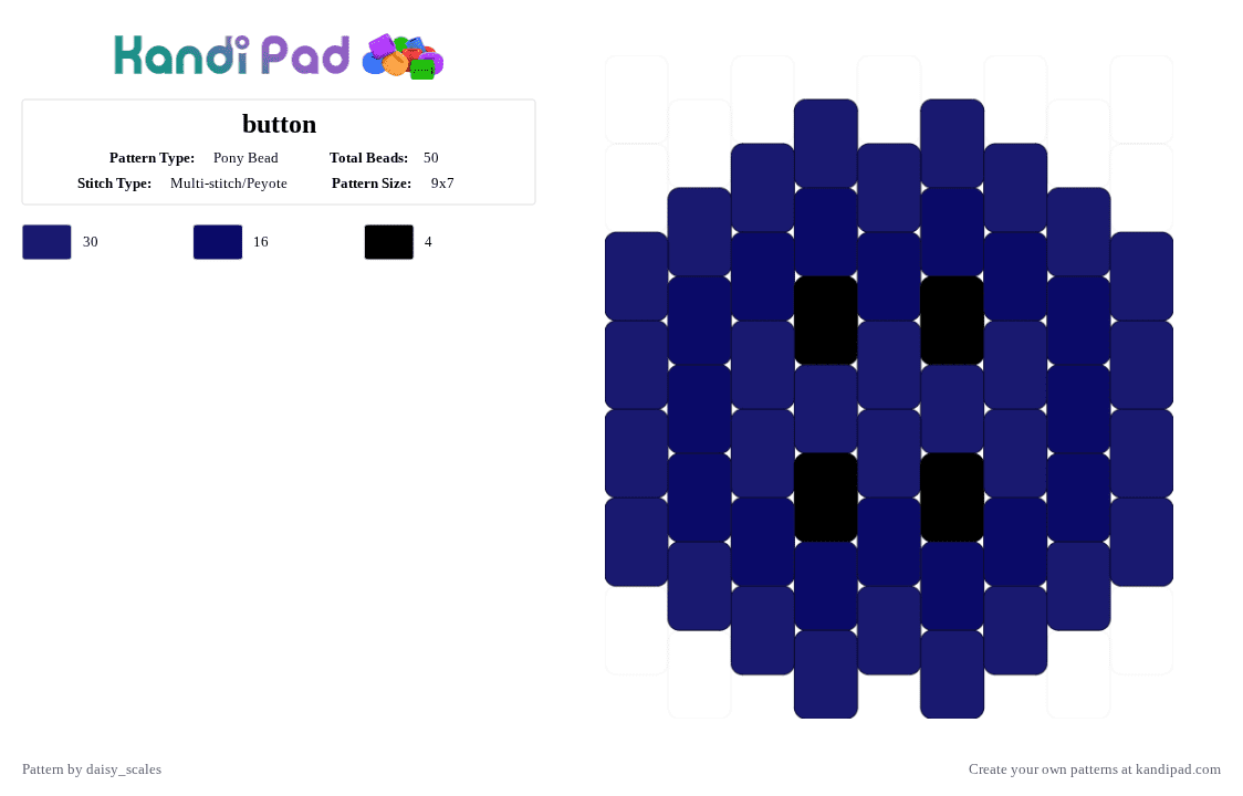 button - Pony Bead Pattern by daisy_scales on Kandi Pad - purple,cotdpins,button,coraline,sewing,other,button eyes,object