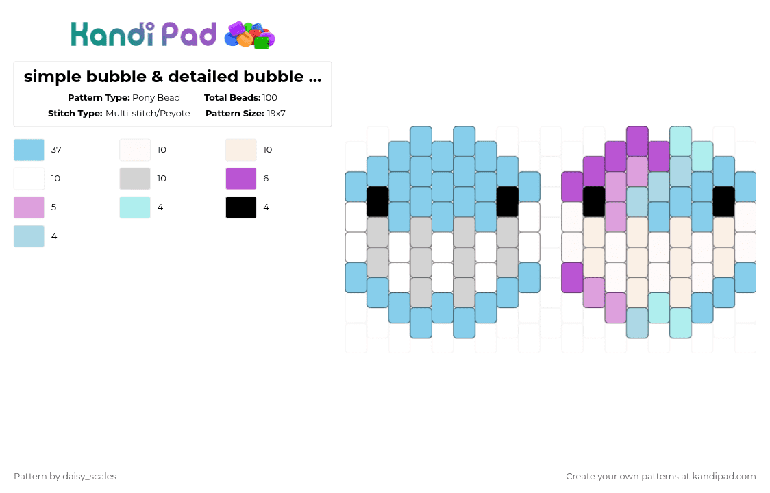 simple bubble & detailed bubble from tadc - Pony Bead Pattern by daisy_scales on Kandi Pad - light blue,tadc,the amazing digital circus,bubble,caine,circus,tdac,pomni,jax