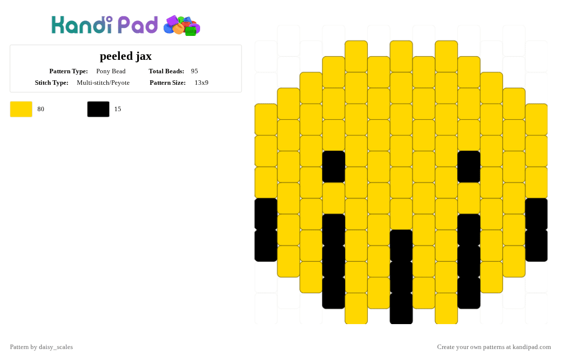 peeled jax - Pony Bead Pattern by daisy_scales on Kandi Pad - yellow,jax,peeled jax,tadc,pomni,banana,silly,quick,charm