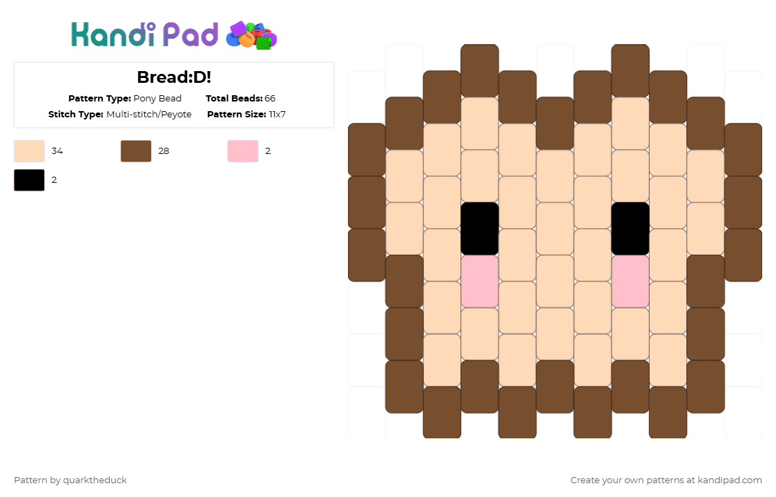 Bread:D! - Pony Bead Pattern by quarktheduck on Kandi Pad - tan,beige,cotdbread,bread,brown,mini,cute