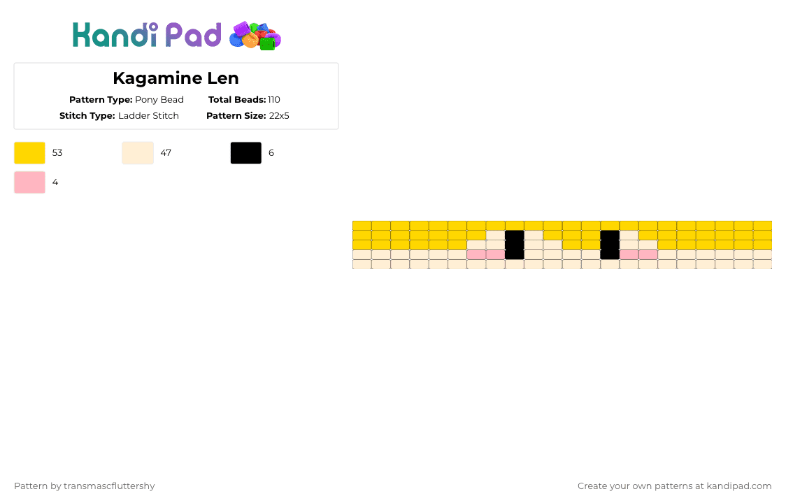 Kagamine Len - Pony Bead Pattern by transmascfluttershy on Kandi Pad - beige,yellow