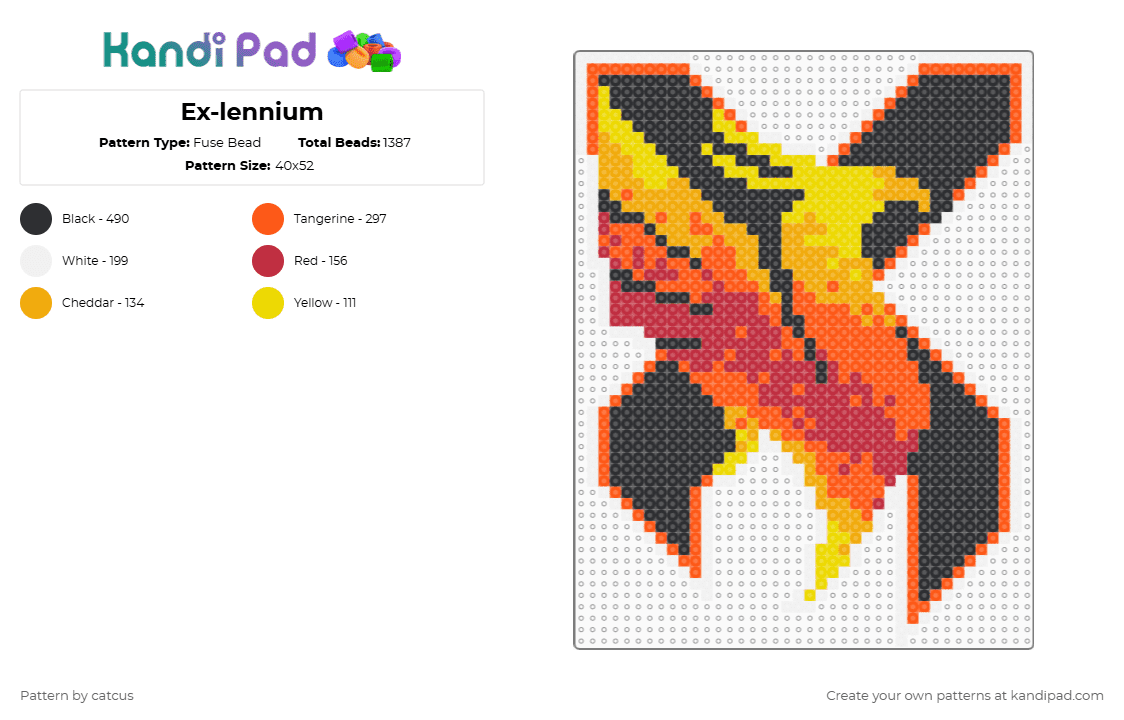 Ex-lennium - Fuse Bead Pattern by catcus on Kandi Pad - illennium,excision,dj,logo,music,edm,fiery,orange
