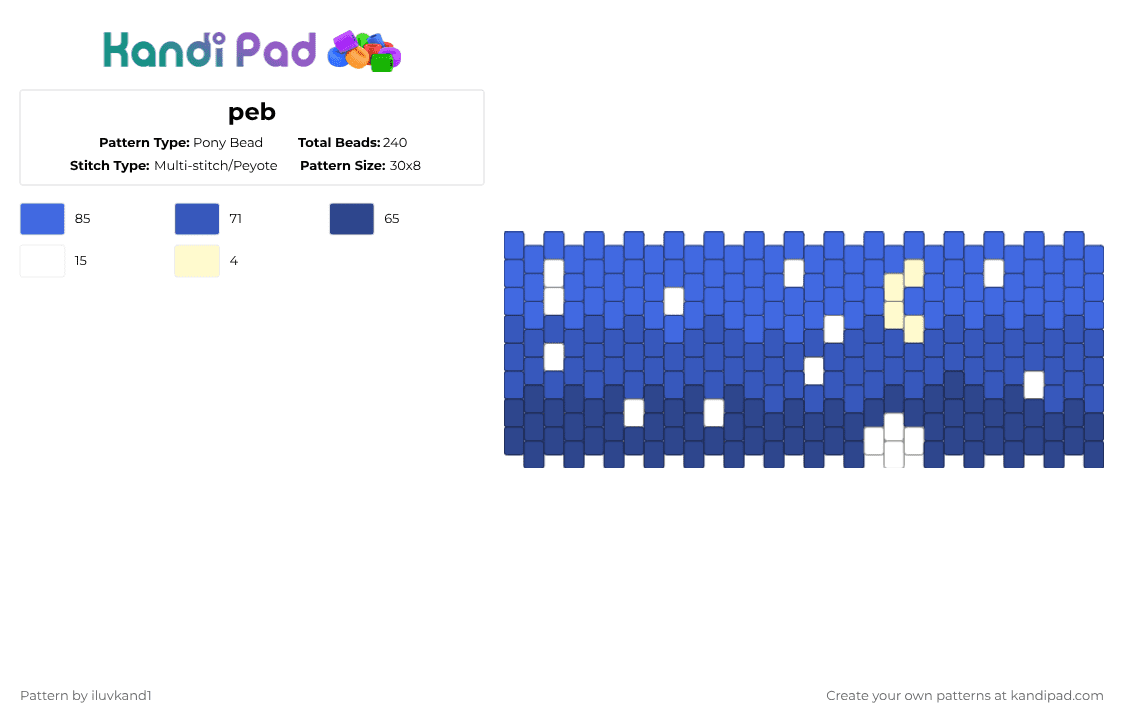peb - Pony Bead Pattern by iluvkand1 on Kandi Pad - blue