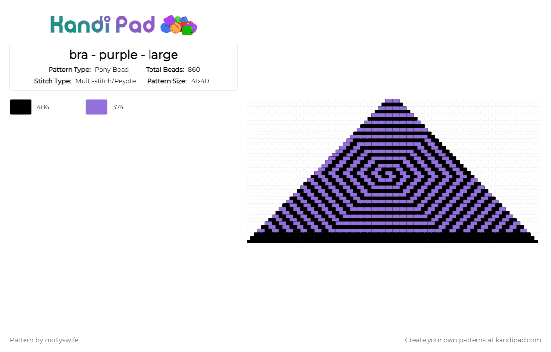 bra - purple - large - Pony Bead Pattern by mollyswife on Kandi Pad - black, purple