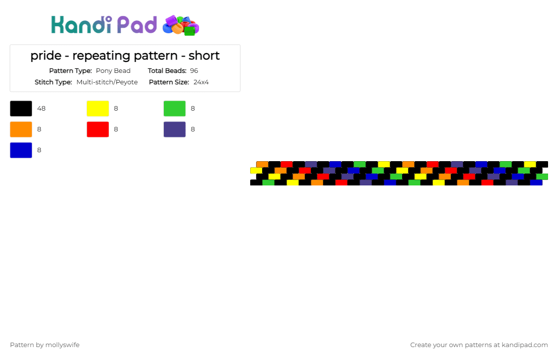 pride - repeating pattern - short - Pony Bead Pattern by mollyswife on Kandi Pad - black,purple