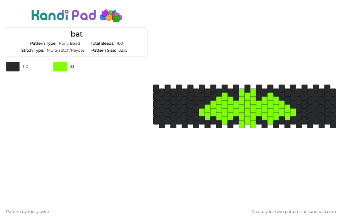 Bat Pony Bead Pattern - Kandi Pad | Kandi Patterns, Fuse Bead Patterns ...