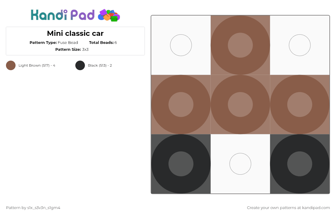 Mini classic car - Fuse Bead Pattern by coolz_bing0 on Kandi Pad - tan,black,cotdclassiccars