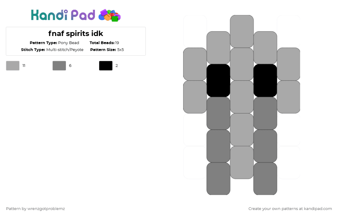 fnaf spirits idk - Pony Bead Pattern by wrenzgotproblemz on Kandi Pad - gray,beige,fnaf,cc