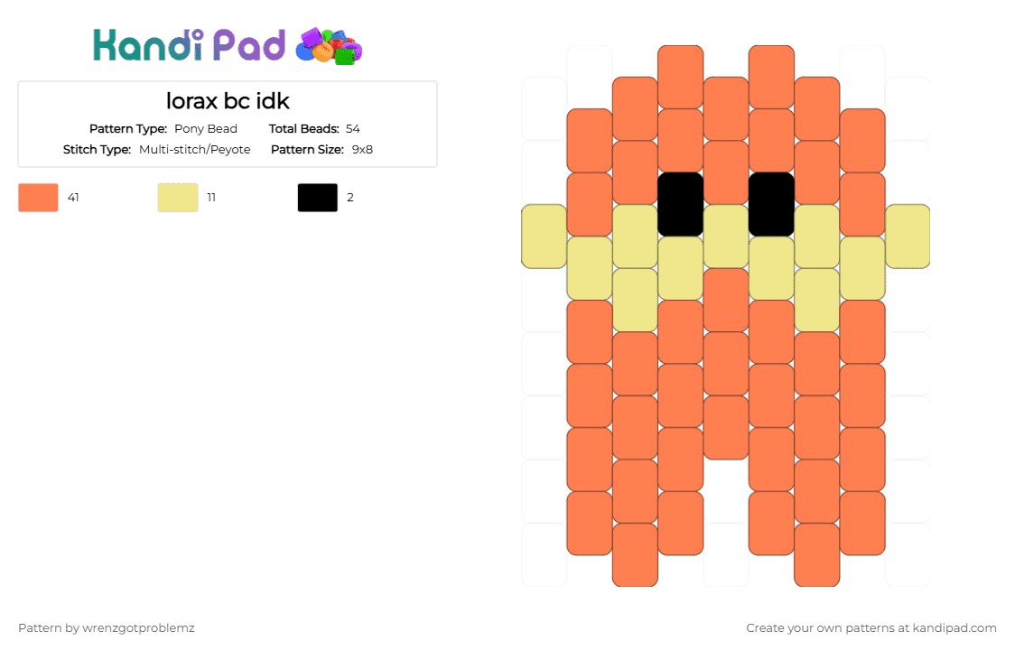 lorax bc idk - Pony Bead Pattern by wrenzgotproblemz on Kandi Pad - orange,the lorax,drseuss