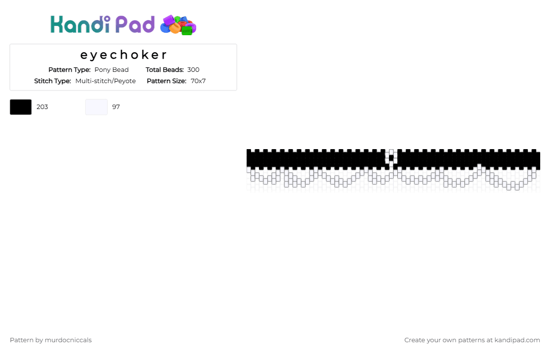 e y e c h o k e r - Pony Bead Pattern by murdocniccals on Kandi Pad - black,white,spooky,halloween,essa