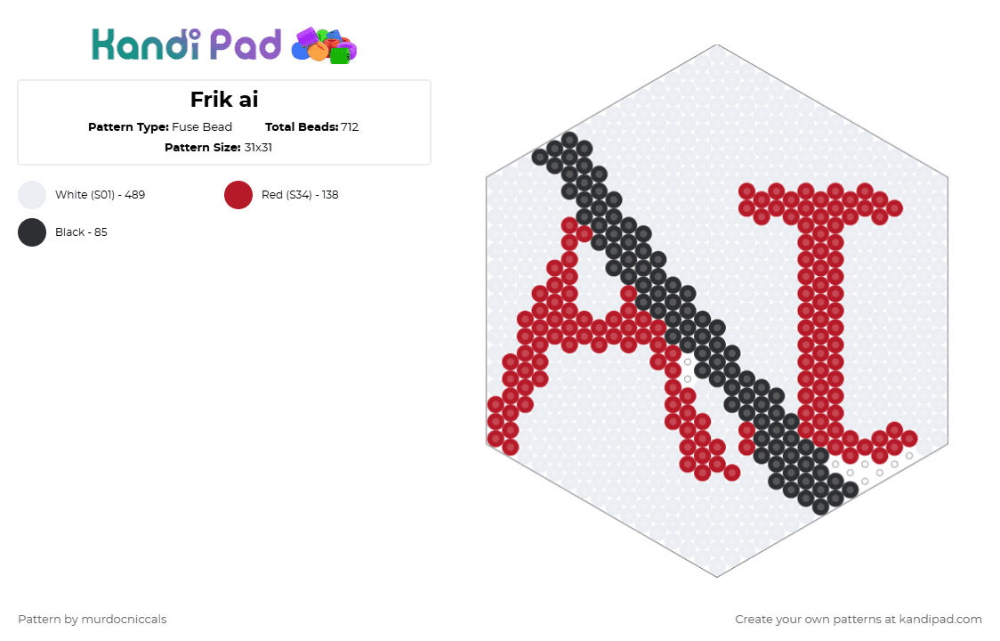Frik ai - Fuse Bead Pattern by murdocniccals on Kandi Pad - white