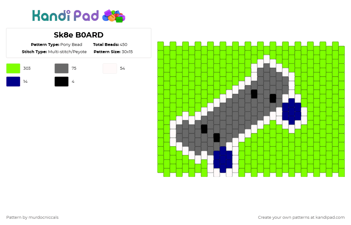 Sk8e B0ARD - Pony Bead Pattern by murdocniccals on Kandi Pad - green,cotdskateparks,sk8te