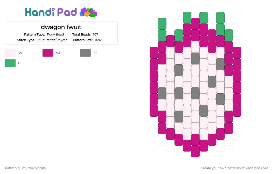 dwagon fwuit - Pony Bead Pattern by murdocniccals on Kandi Pad - pink