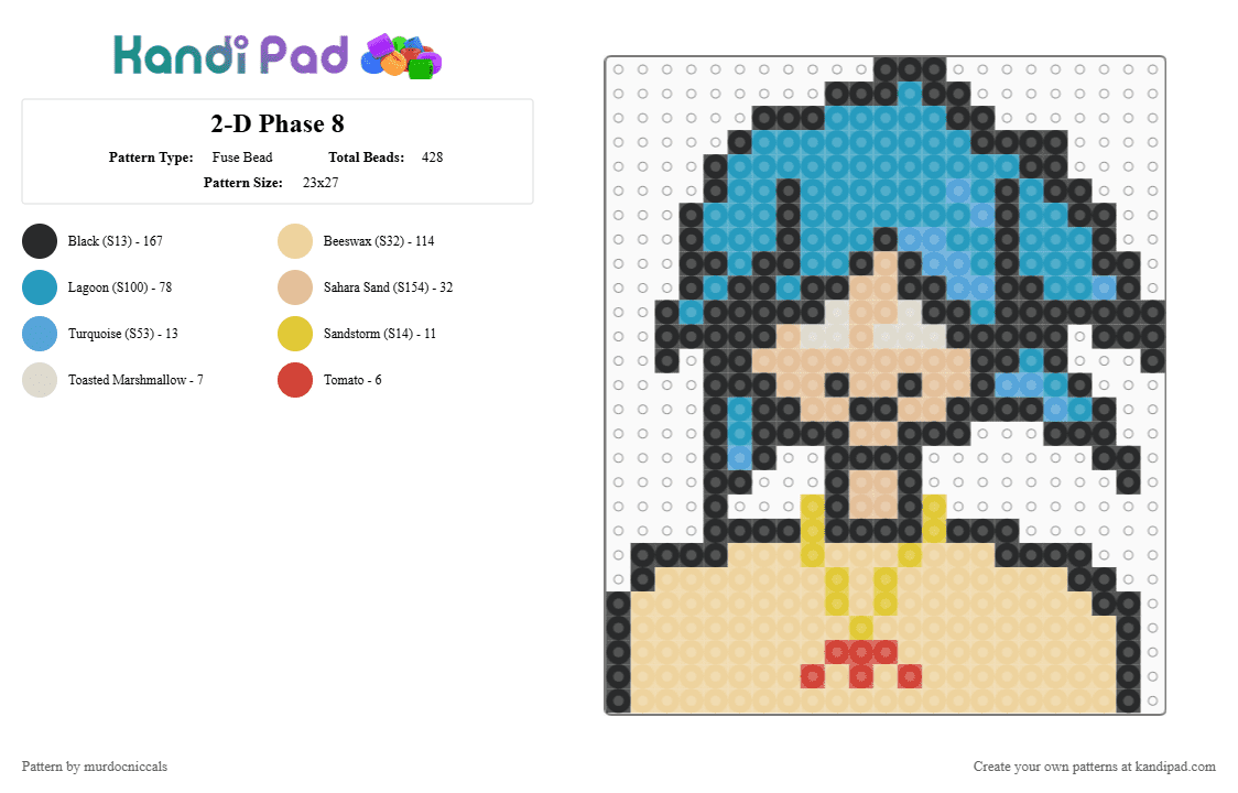 2-D Phase 8 - Fuse Bead Pattern by murdocniccals on Kandi Pad - light blue,beige