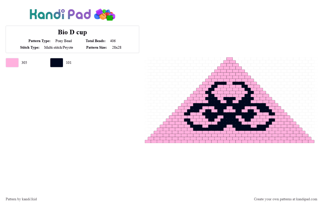 Bio D cup - Pony Bead Pattern by kandi1kid on Kandi Pad - pink,bio,hazard,bikini,bra,pastel goth,d cup