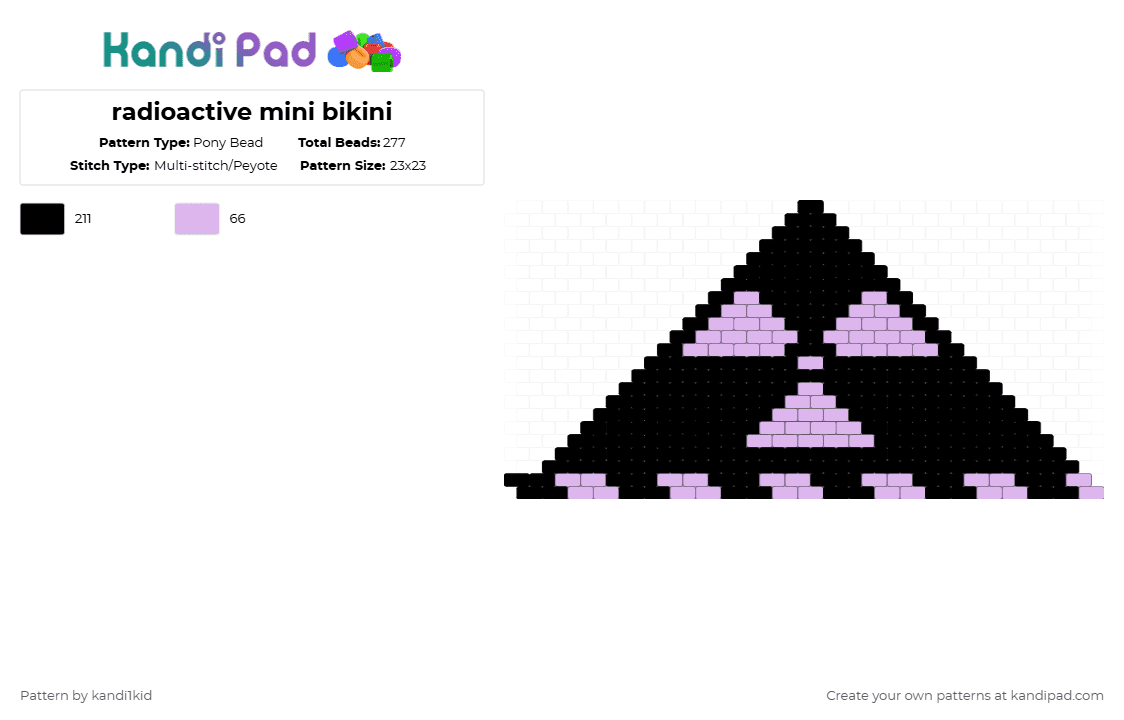 radioactive mini bikini - Pony Bead Pattern by kandi1kid on Kandi Pad - black