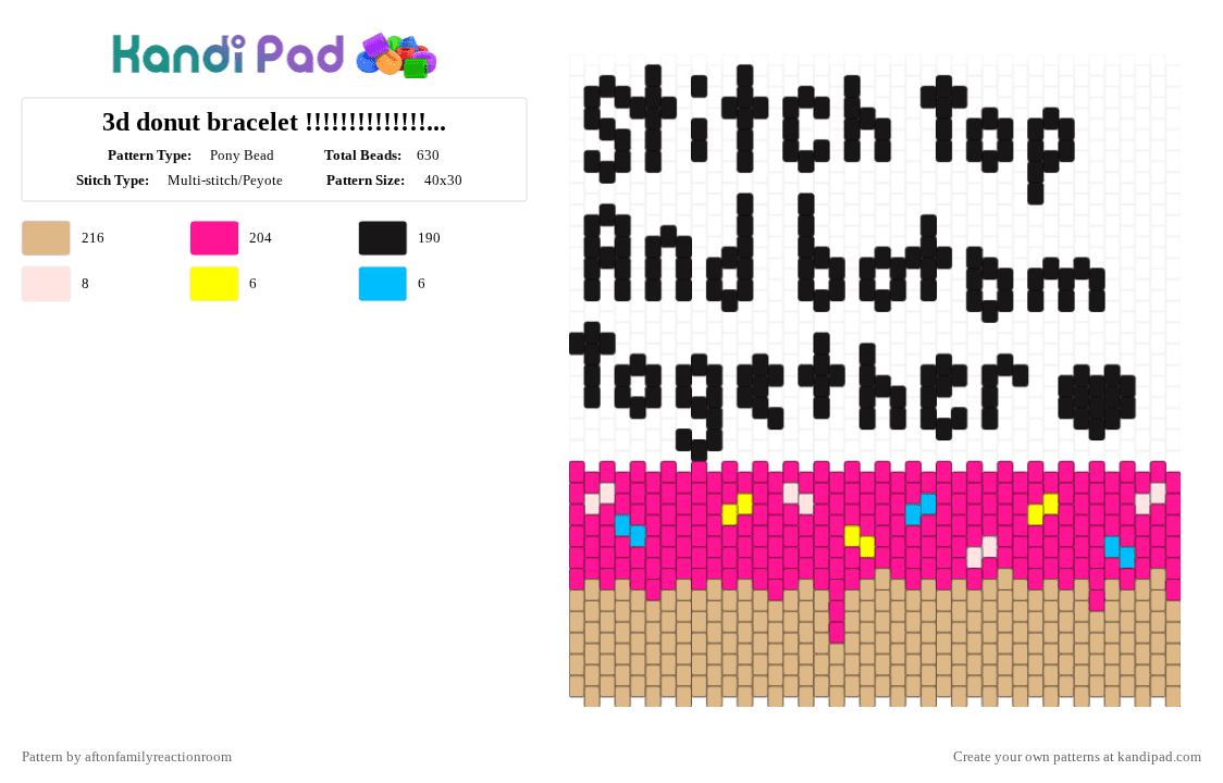 3d donut bracelet !!!!!!!!!!!!!!!!!!!!!!! - Pony Bead Pattern by aftonfamilyreactionroom on Kandi Pad - pink,beige
