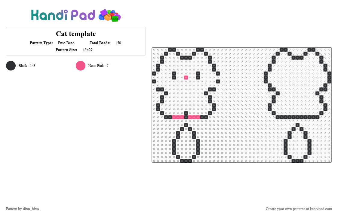Cat template - Fuse Bead Pattern by dixu_bixu on Kandi Pad - black