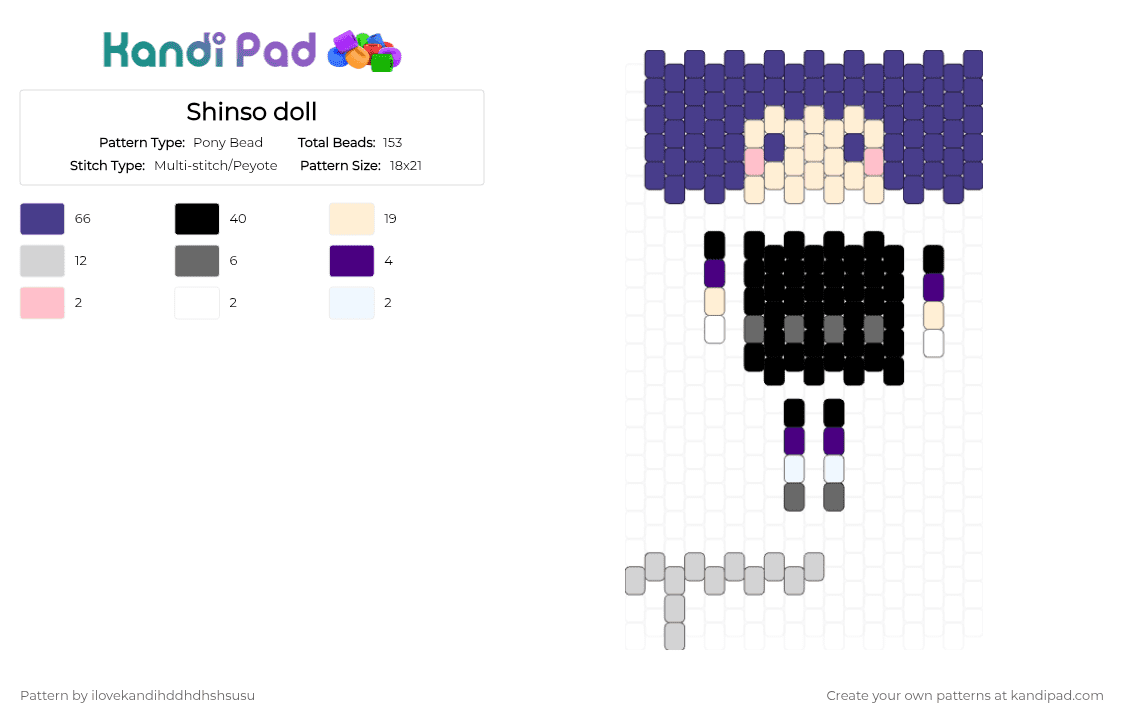 Shinso doll - Pony Bead Pattern by ilovekandihddhdhshsusu on Kandi Pad - purple