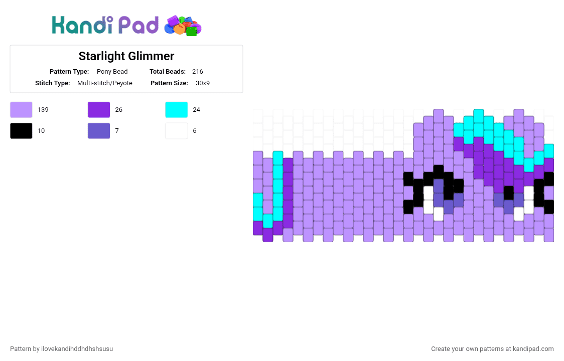 Starlight Glimmer - Pony Bead Pattern by ilovekandihddhdhshsusu on Kandi Pad - pink