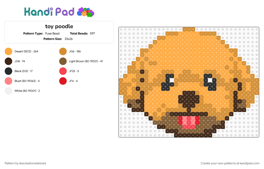 toy poodle - Fuse Bead Pattern by lescreationsdetoad on Kandi Pad - animal, cute, dog, orange