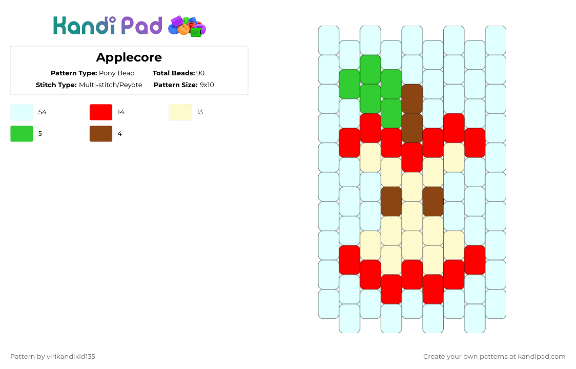 Applecore - Pony Bead Pattern by virikandikid135 on Kandi Pad - white,red,yellow