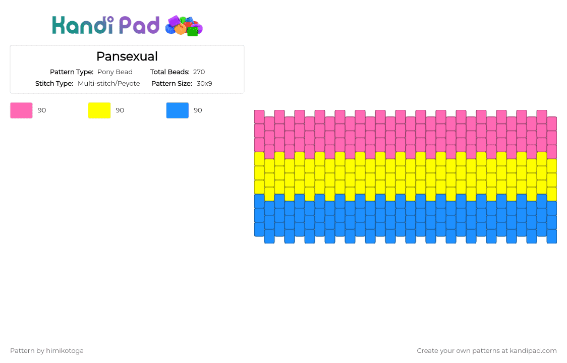 Pansexual - Pony Bead Pattern by himikotoga on Kandi Pad - pink,yellow,light blue