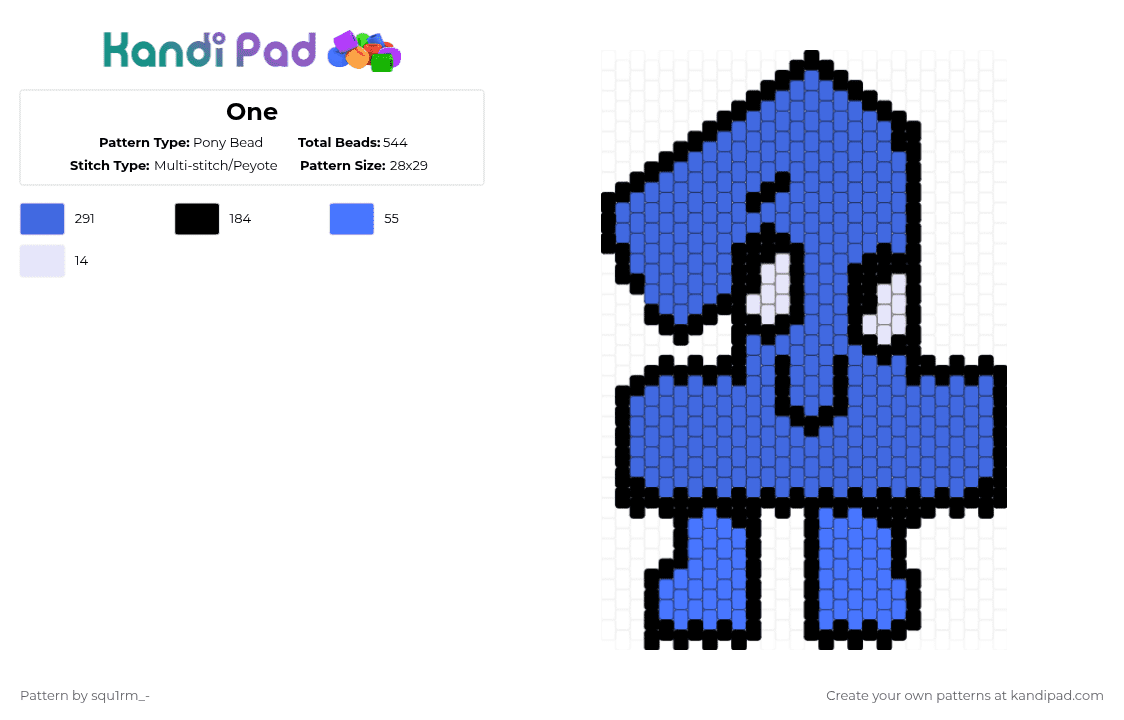 One - Pony Bead Pattern by squ1rm_- on Kandi Pad - blue