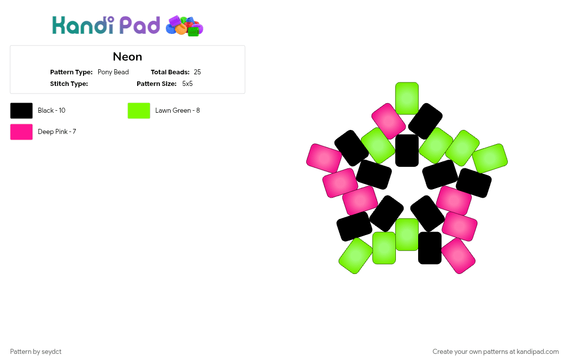 Neon - Pony Bead Pattern by seydct on Kandi Pad - black, cotdedm, green, neon, pink