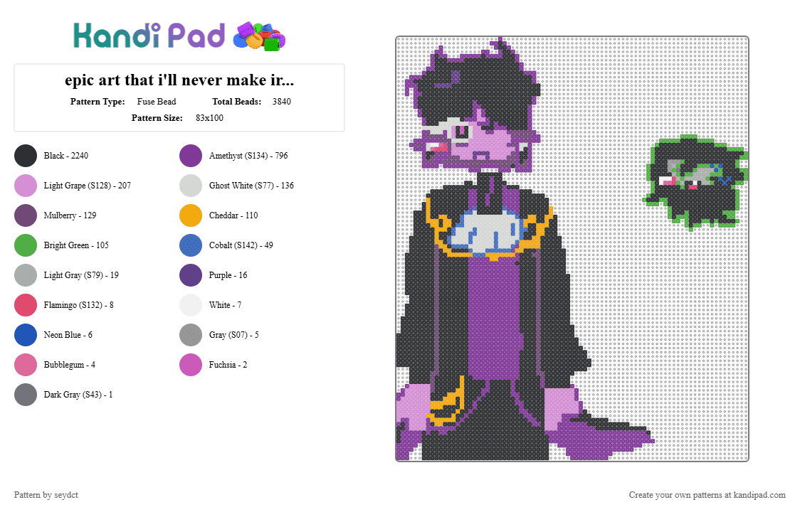 epic art that i\'ll never make irl (secret prt 2) - Fuse Bead Pattern by seydct on Kandi Pad - black,pink,blacksapphirecookie,notocxcannon